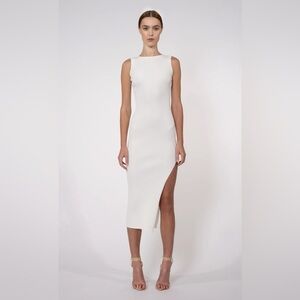 NONchalant White Ribbed Back Cut out Dress